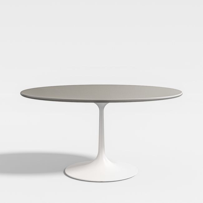 Nero 60" Oval Concrete Dining Table with White Base - Image 0