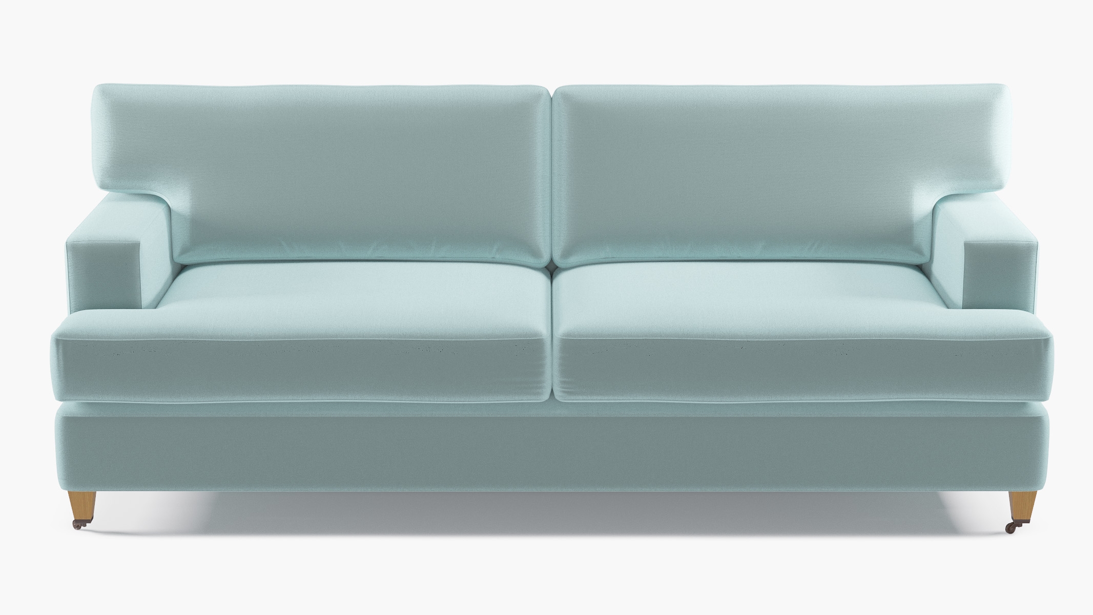 Classic Sofa, Spa Performance Plush Velvet, Natural with Antique Brass Caster - Image 0