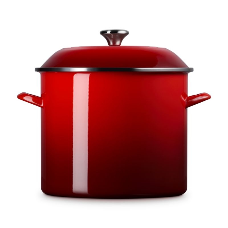 Le Creuset ® 16-Qt. Cerise Enameled Stockpot with Stainless Steel Knob - Image 2