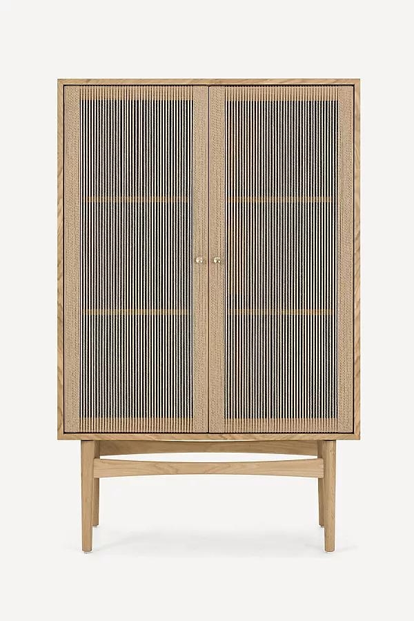 Hudson Paper Cord Oak Highboard Cabinet - Image 0