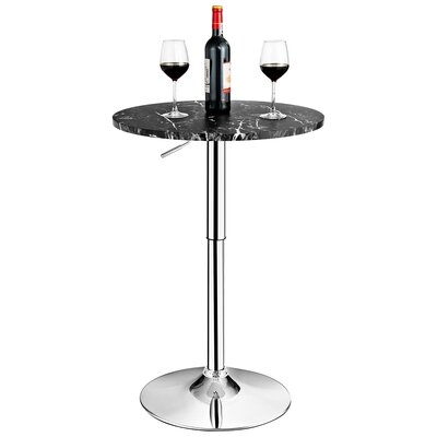 Costway Round Bistro Bar Table Height Adjustable 360-degree Swivel Black - Image 0
