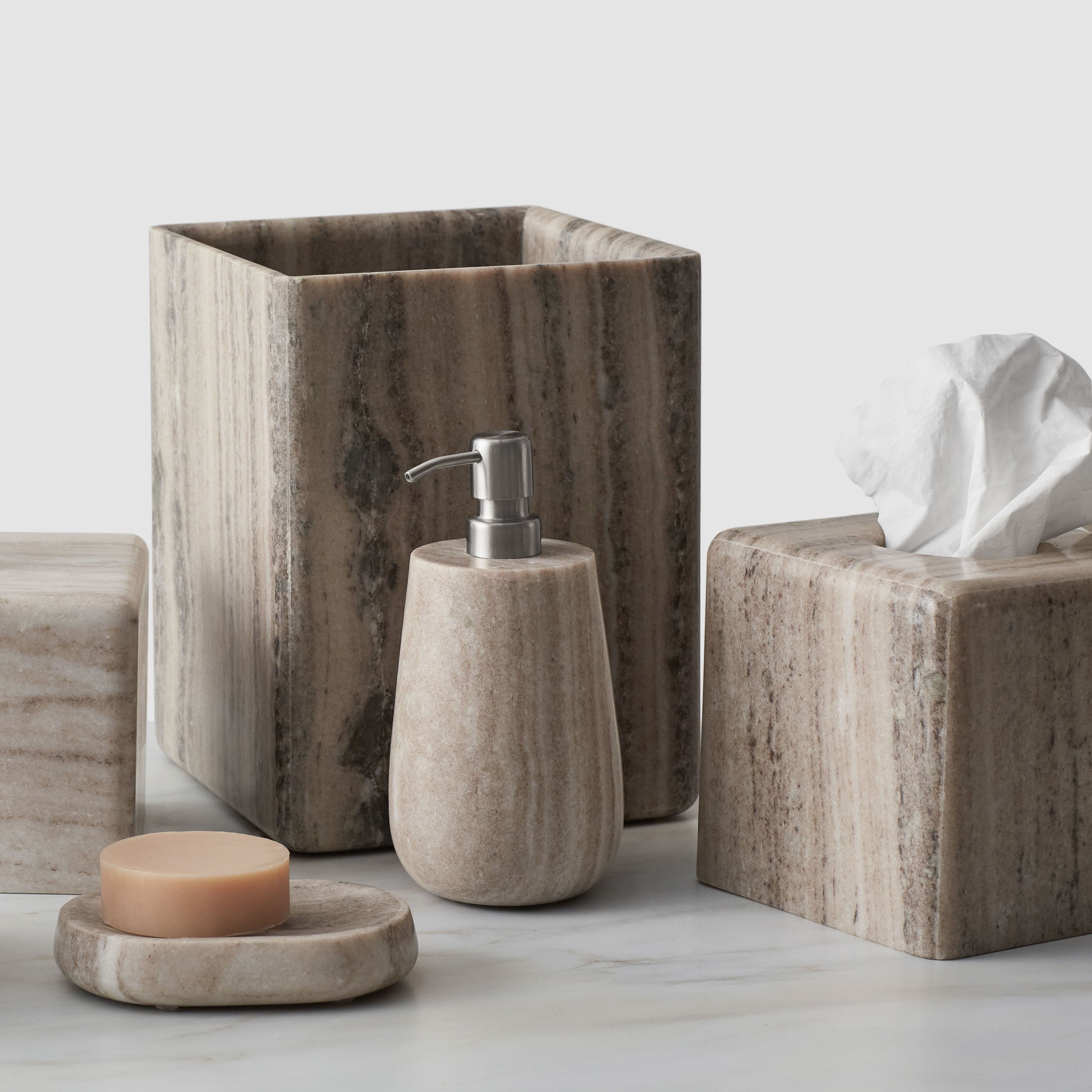 The Citizenry Riya Marble Tissue Box | Square | Natural - Image 8