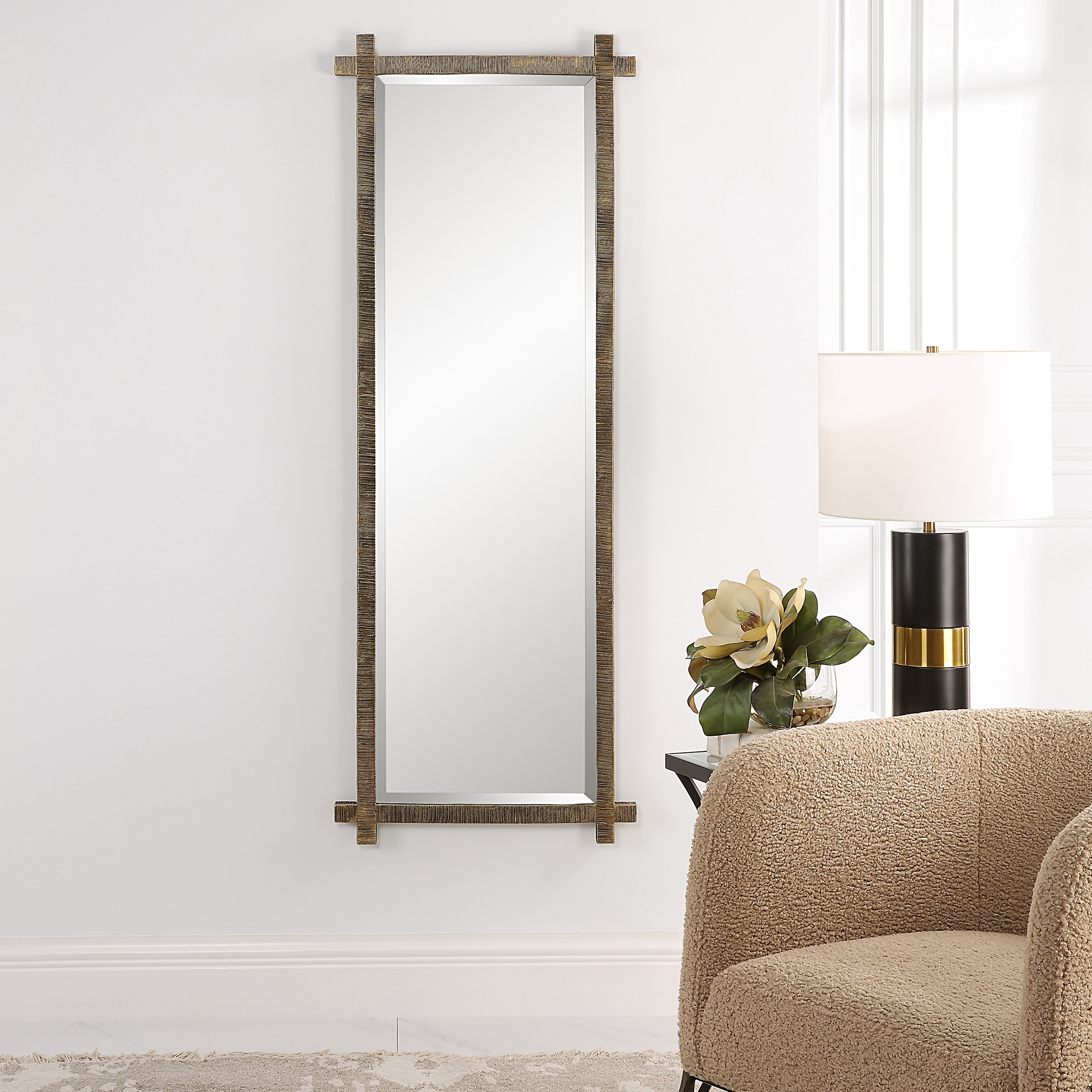 Abanu Ribbed Gold Dressing Mirror - Image 5