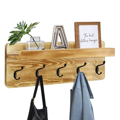 Wall Mounted Coat Rack With Shelf For Entryway(Brown) - Image 0