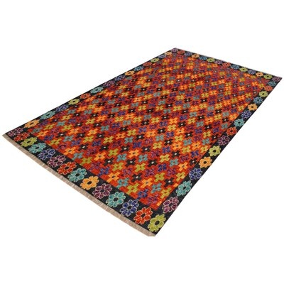 One-of-a-Kind Laudalino Hand-Knotted 1960s Heritage Rust/Orange/Blue 5'6" x 7'9" Wool Area Rug - Image 0