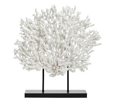 Faux Coral on Black Stand, White, Large - Image 0