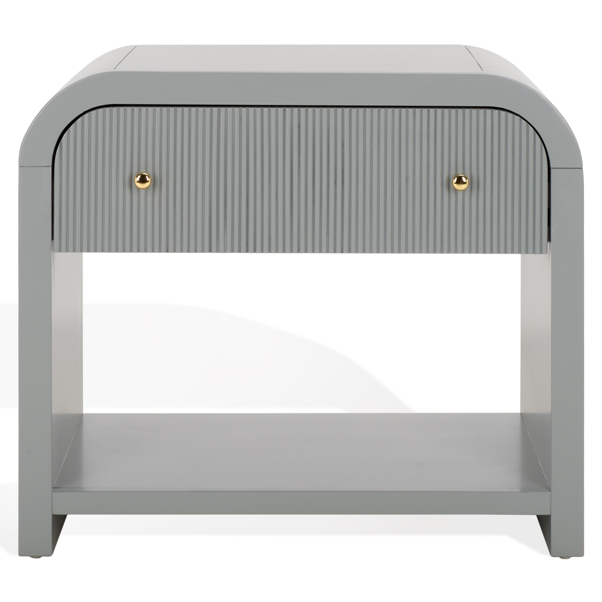 Liabella 1 Drw Curved Nightstand - Light Grey/Gold - Image 0