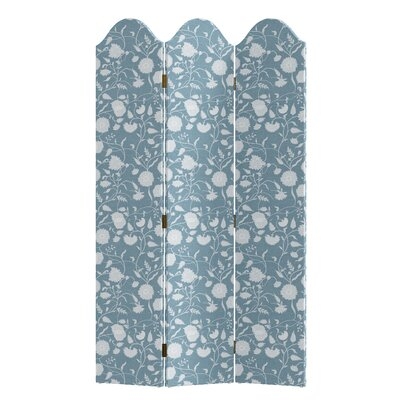 Tri-Fold Screen With Camel Back Panel Top In Dahlia Icy Blue - Image 0