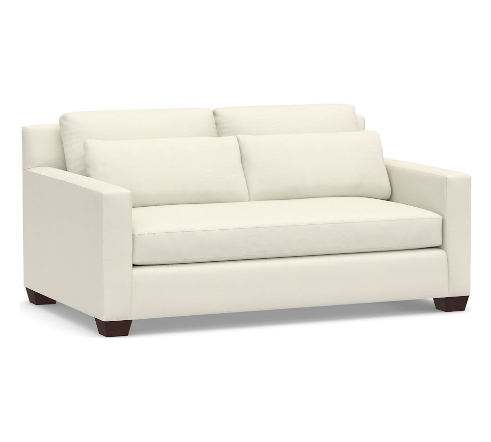 York Square Arm Upholstered Deep Seat 70" Loveseat with Bench Cushion, Down Blend Wrapped Cushions, Textured Twill Ivory - Image 0