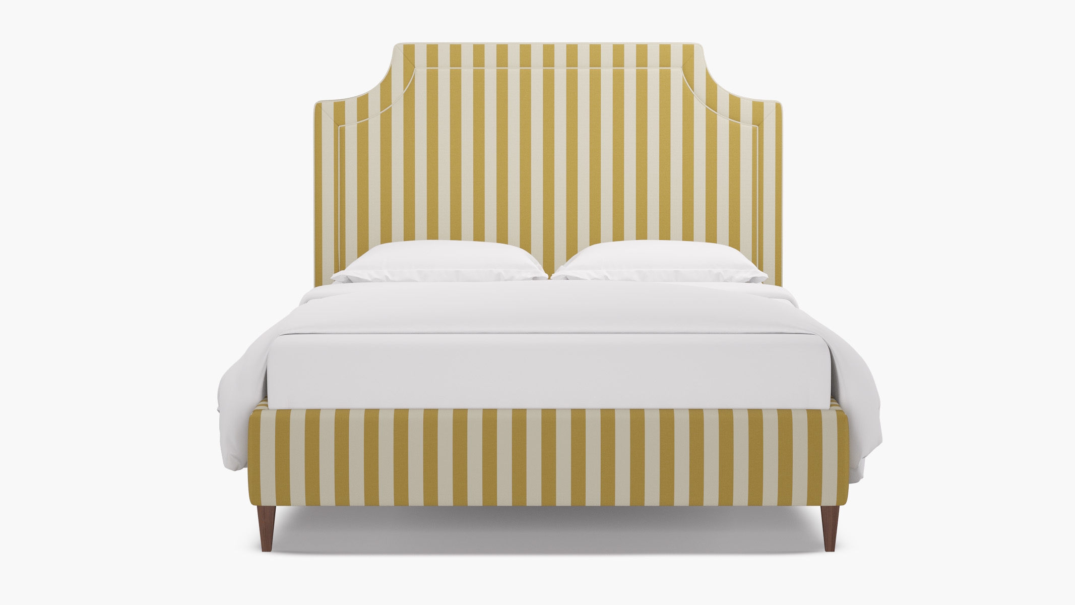 Deco Bed, Citrine Cabana Stripe, Walnut Square Tapered Leg, Twin - Image 0