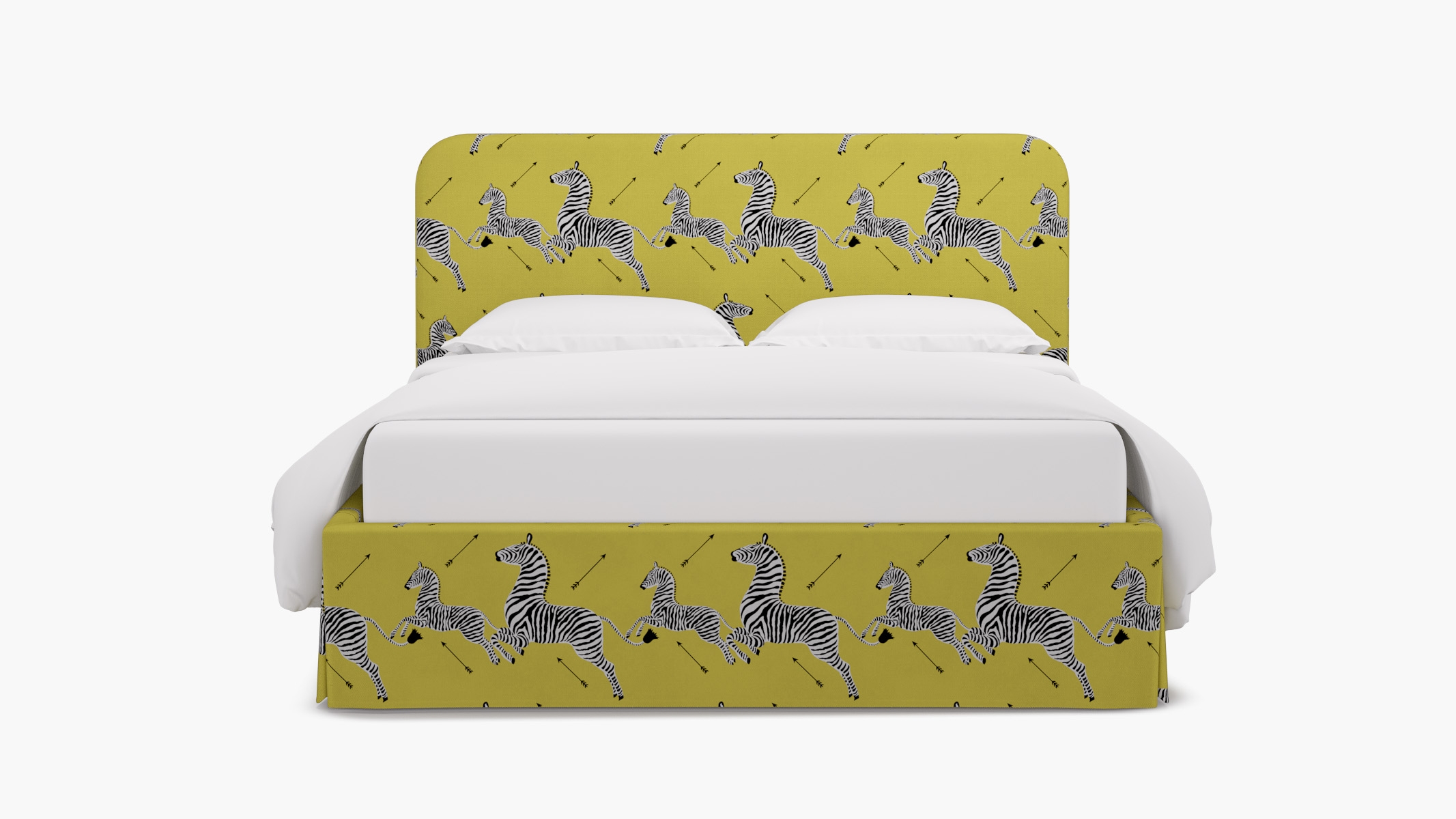 Skirted Platform Bed, Yellow Zebra, Full - Image 0