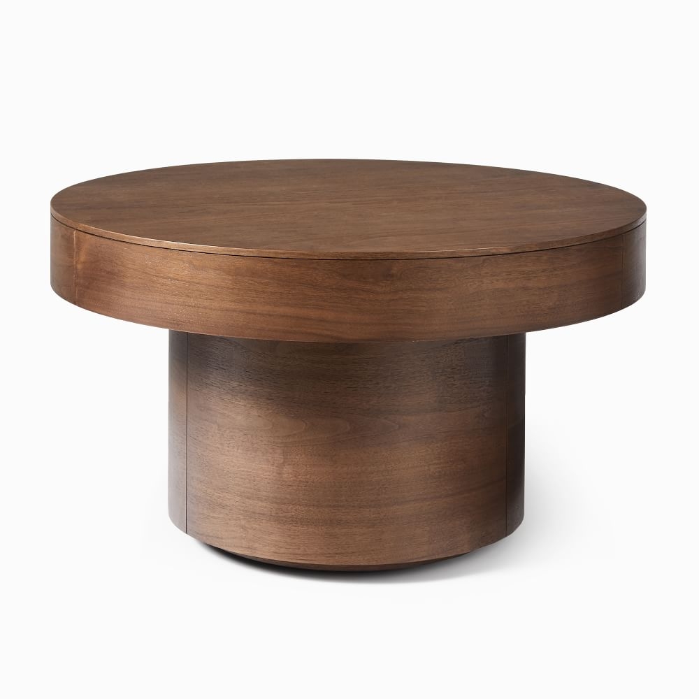 Volume Pedestal 30" Coffee Table, Cool Walnut - Image 0