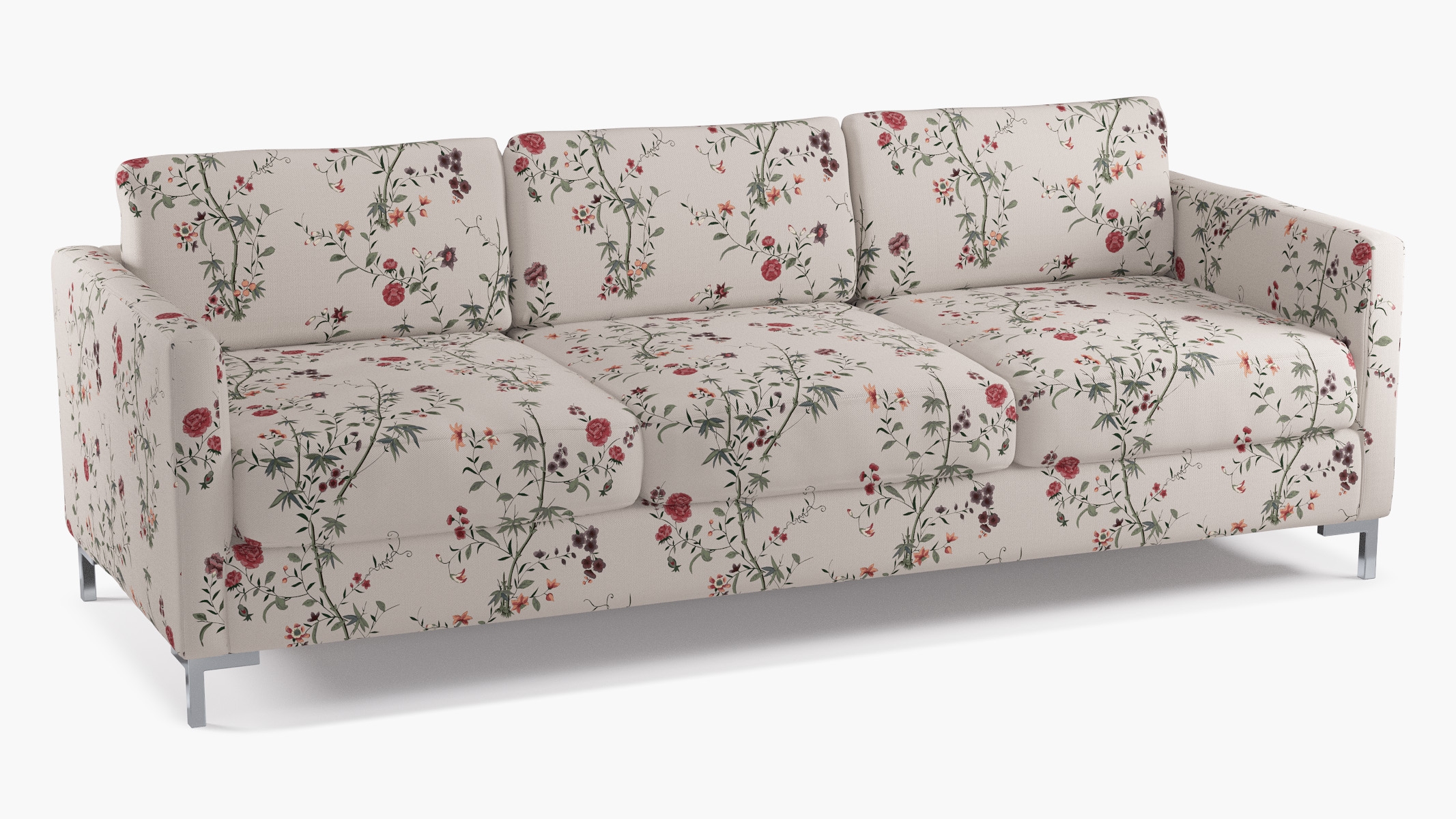 Modern Sofa, Multi Bamboo Garden, Chrome L Leg - Image 1