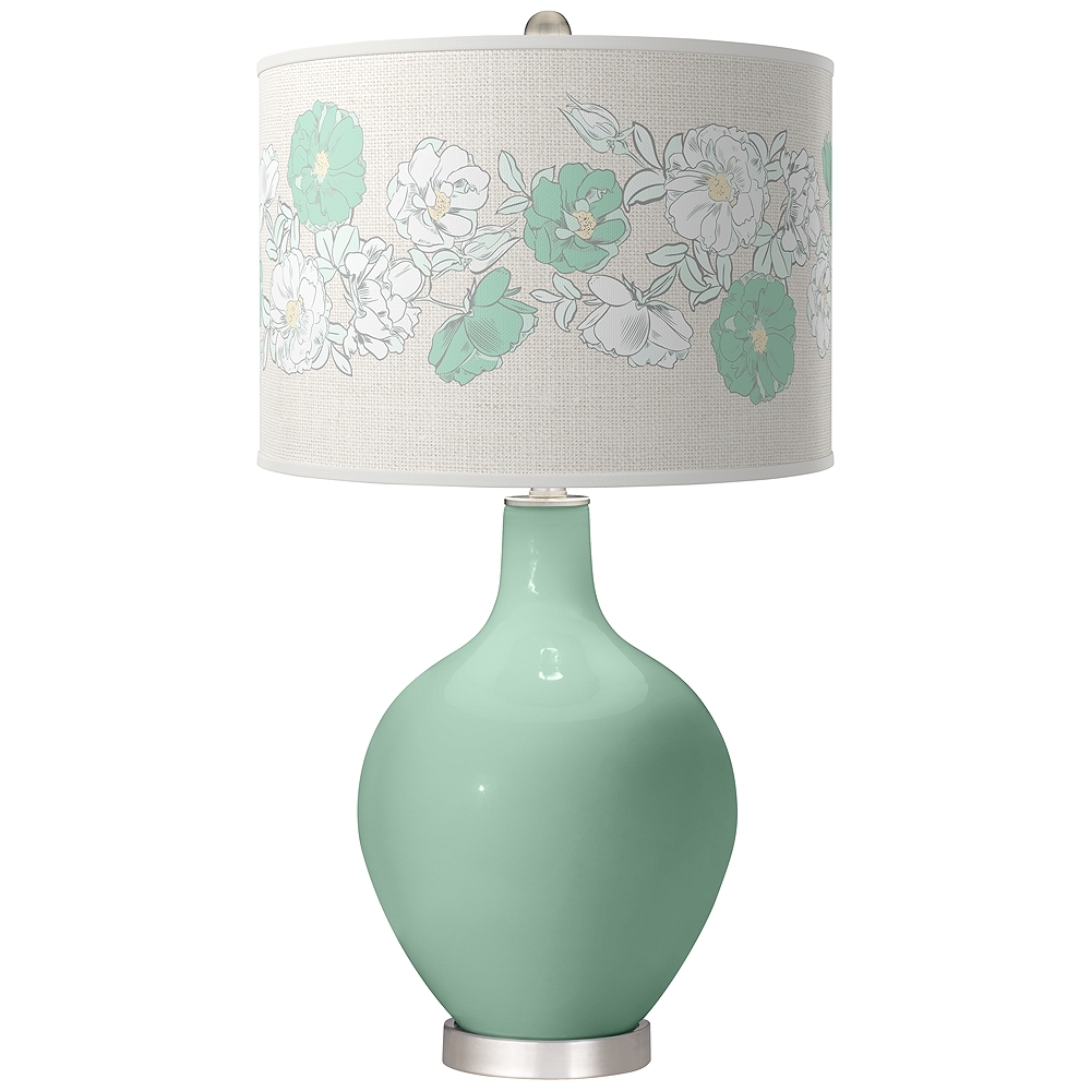 Grayed Jade Rose Bouquet Ovo Table Lamp - Image 0