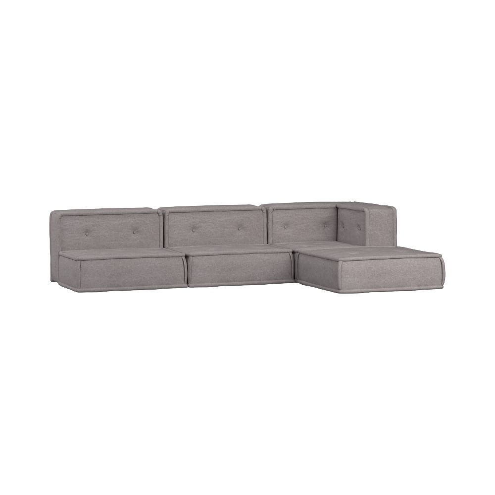 Cushy Super Sectional Set, Enzyme Washed Canvas Gray - Image 0