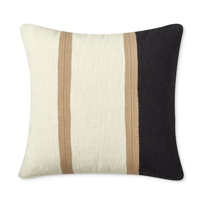 Dhurrie Stripe Pillow Cover, Black, 20" x 20" - Image 0