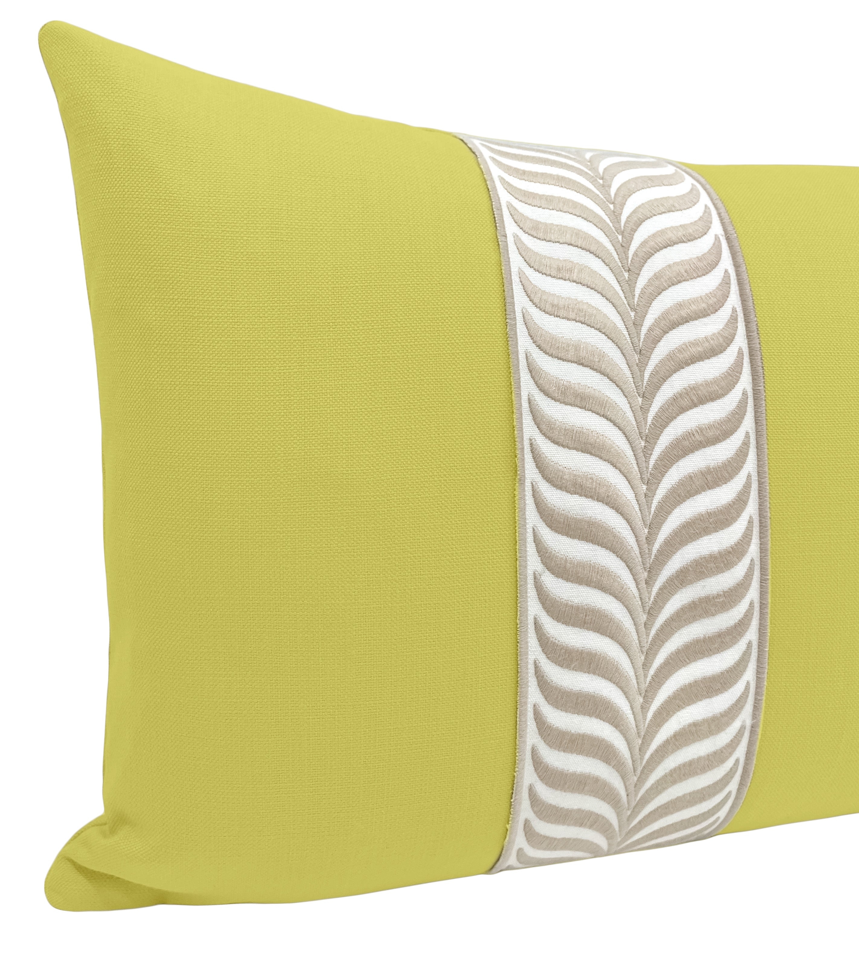 THE XL LUMBAR :: CLASSIC LINEN // CHARTREUSE + TRELLIS TRIM // NATURAL - Sample 4" X 4" - Image 3