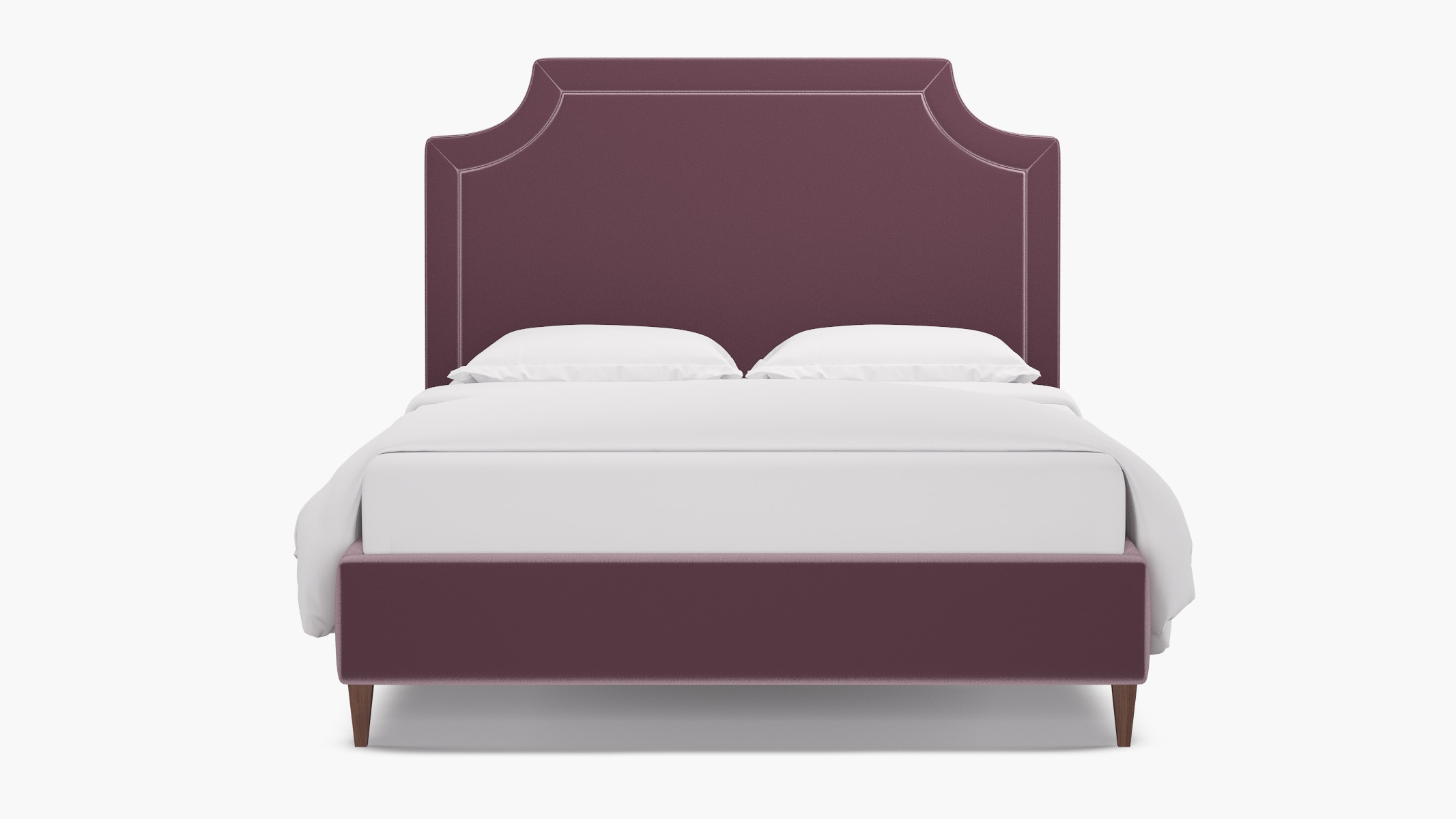 Deco Bed, Lavender Performance Plush Velvet, Walnut Square Tapered Leg, King - Image 0