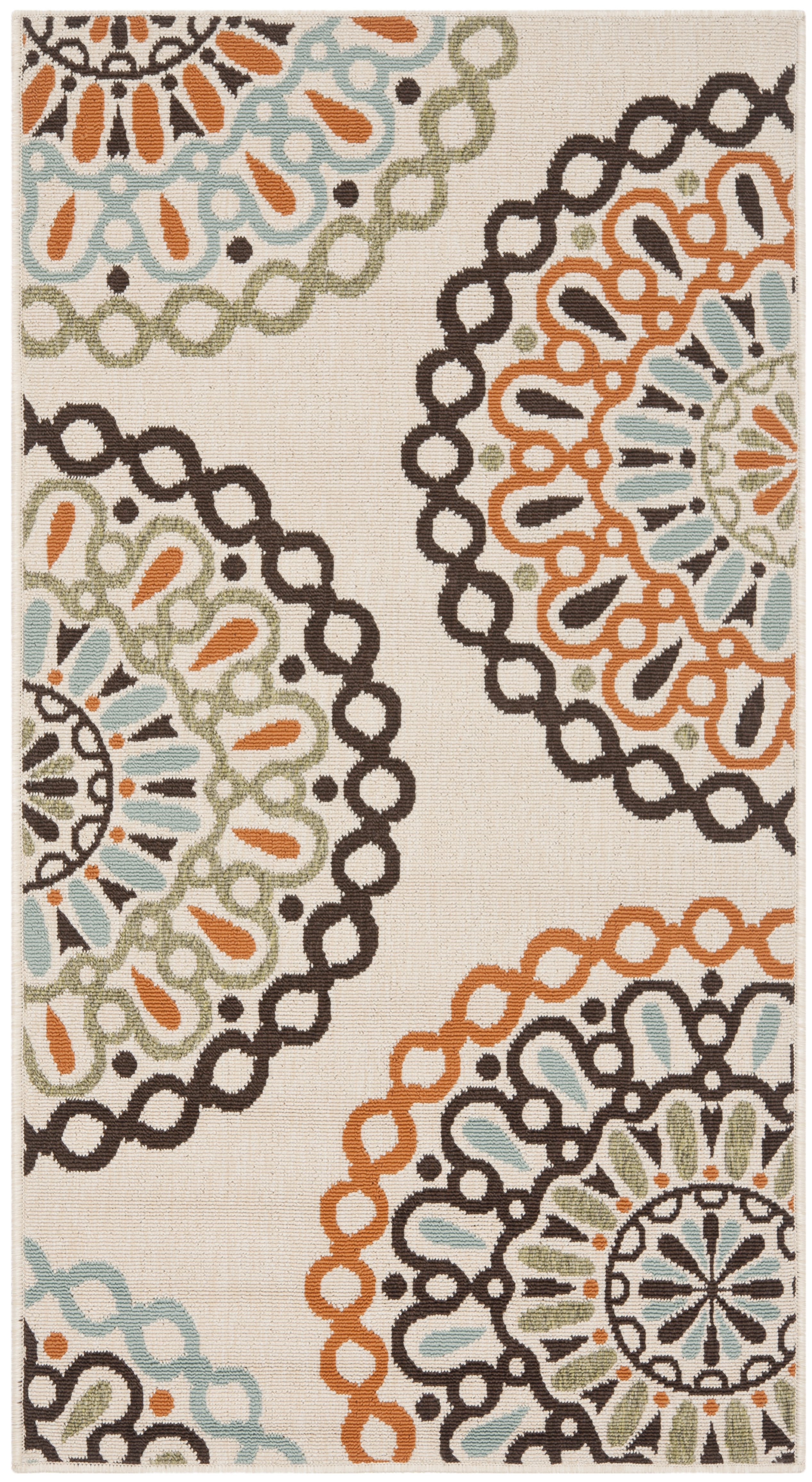 Arlo Home Indoor/Outdoor Woven Area Rug, VER092-0715, Cream/Terracotta,  2' 7" X 5' - Image 0