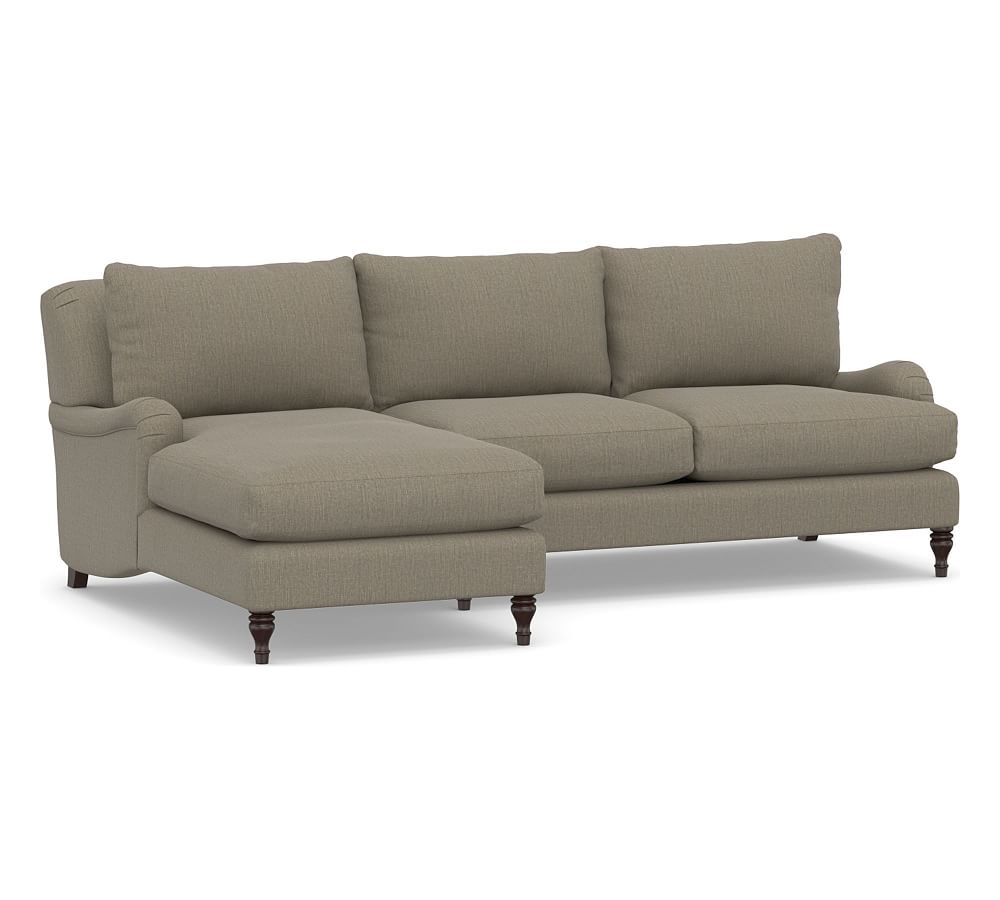 Carlisle Upholstered Right Arm Sofa with Chaise Sectional, Polyester Wrapped Cushions, Chenille Basketweave Taupe - Image 0