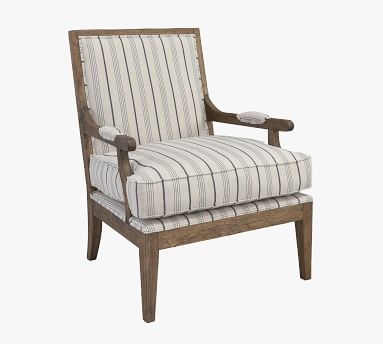 Salisbury Upholstered Armchair, Blue Stripe - Image 2