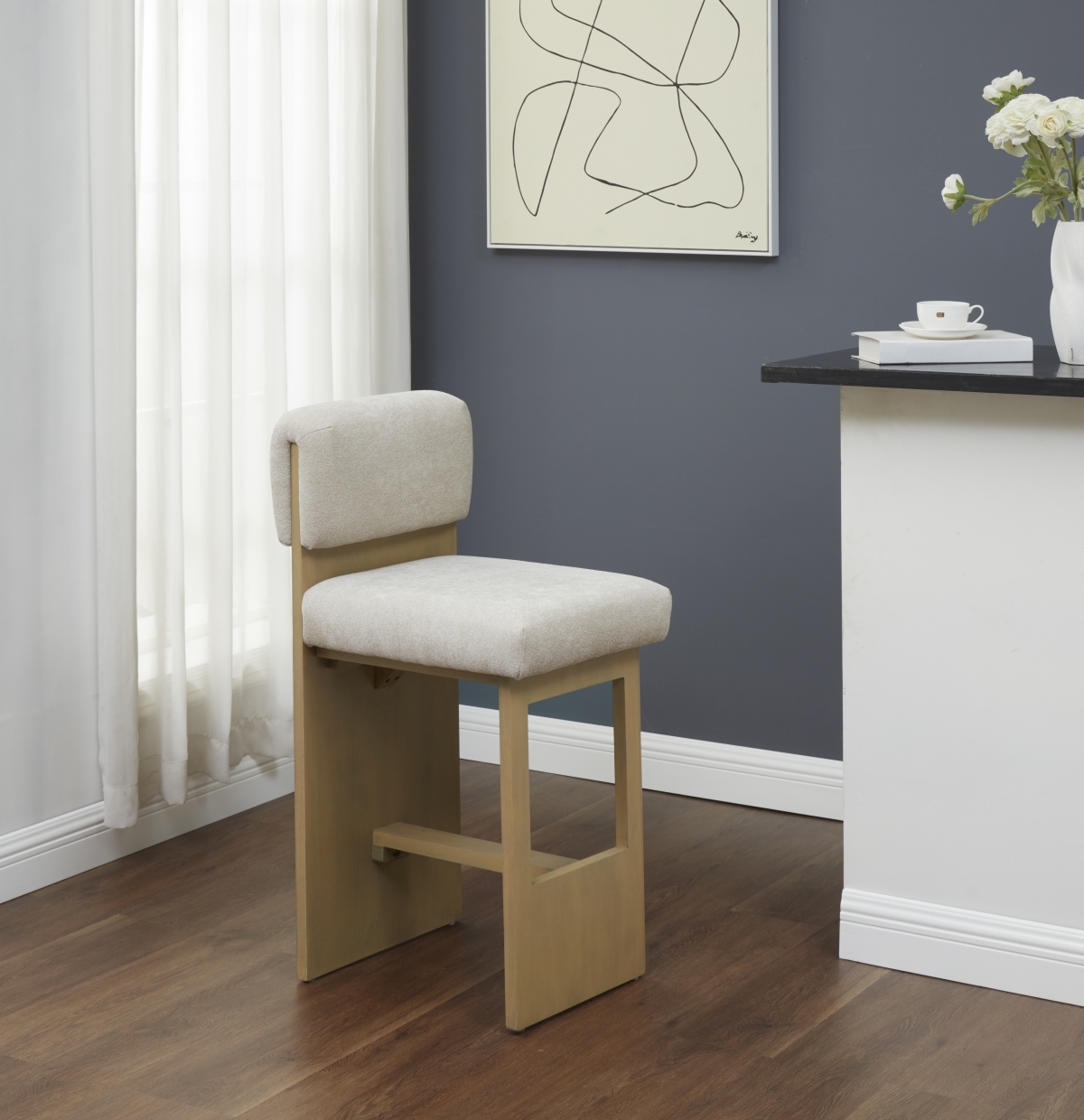 Naja Modern Counter Stool - Taupe/Natural - Image 1