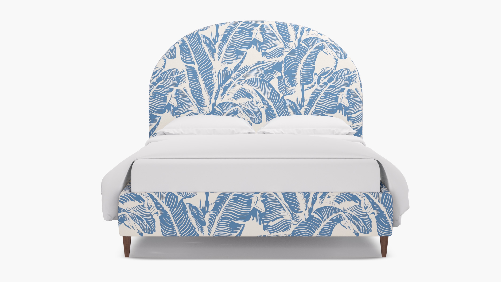 Demilune Bed, Cornflower Martinique® Encore, Walnut Square Tapered Leg, King - Image 0