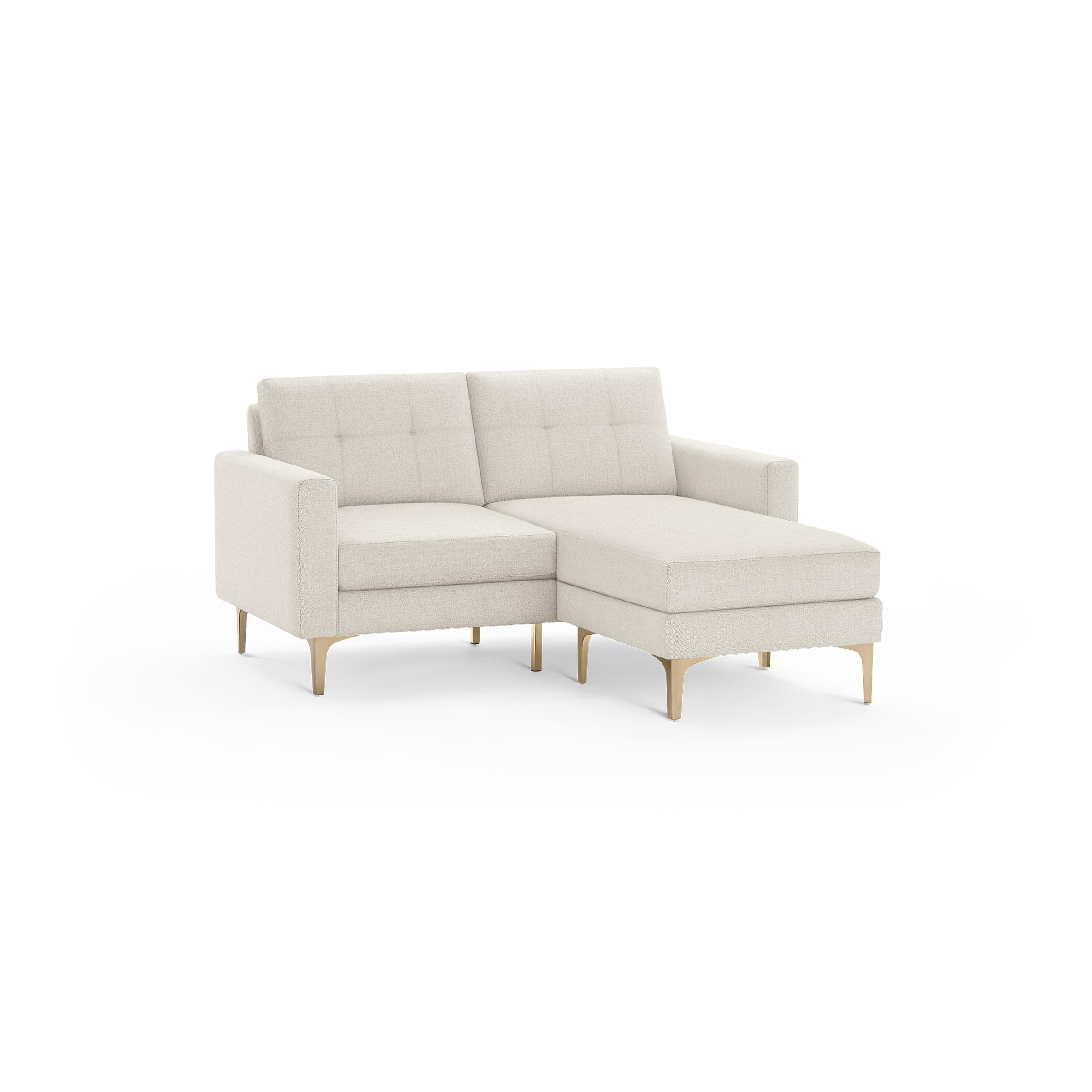 Nomad Loveseat with Chaise in Ivory, Brass Legs - Image 0