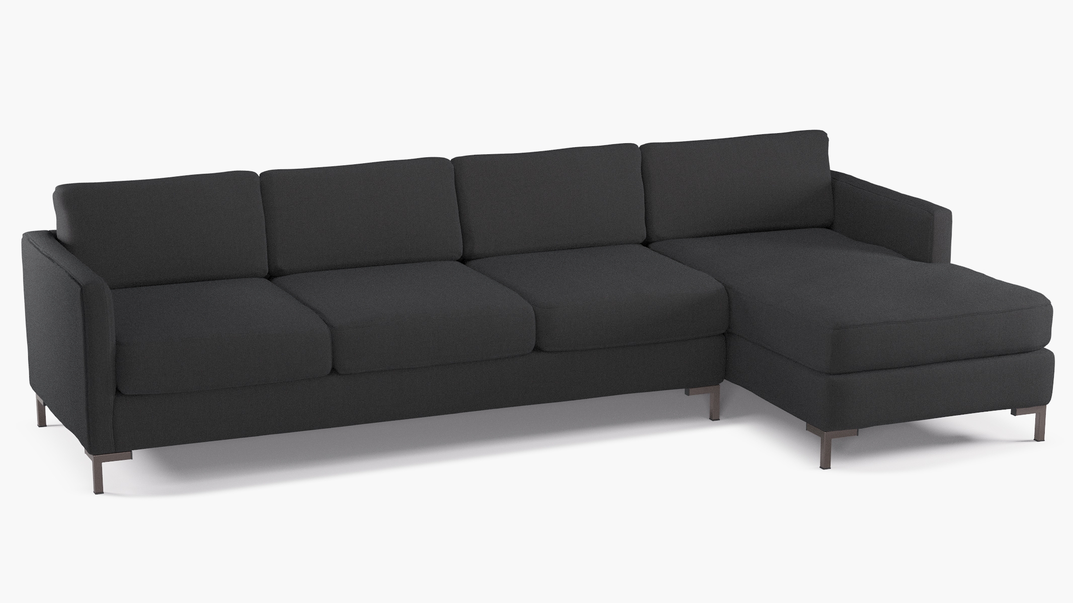 Right Facing Modern Sectional, Slate Linen, Bronze - Image 1