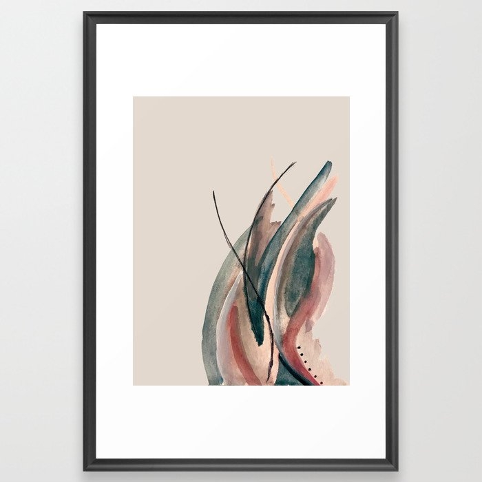 Slow Burn: A Pretty, Minimal, Abstract Mixed Media Piece Using Watercolor And Ink Framed Art Print by Alyssa Hamilton Art - Scoop Black - LARGE (Gallery)-26x38 - Image 0