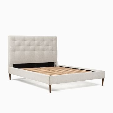 Emmett No Tufting Bed, Queen, Twill, Dove, Almond Wood - Image 2