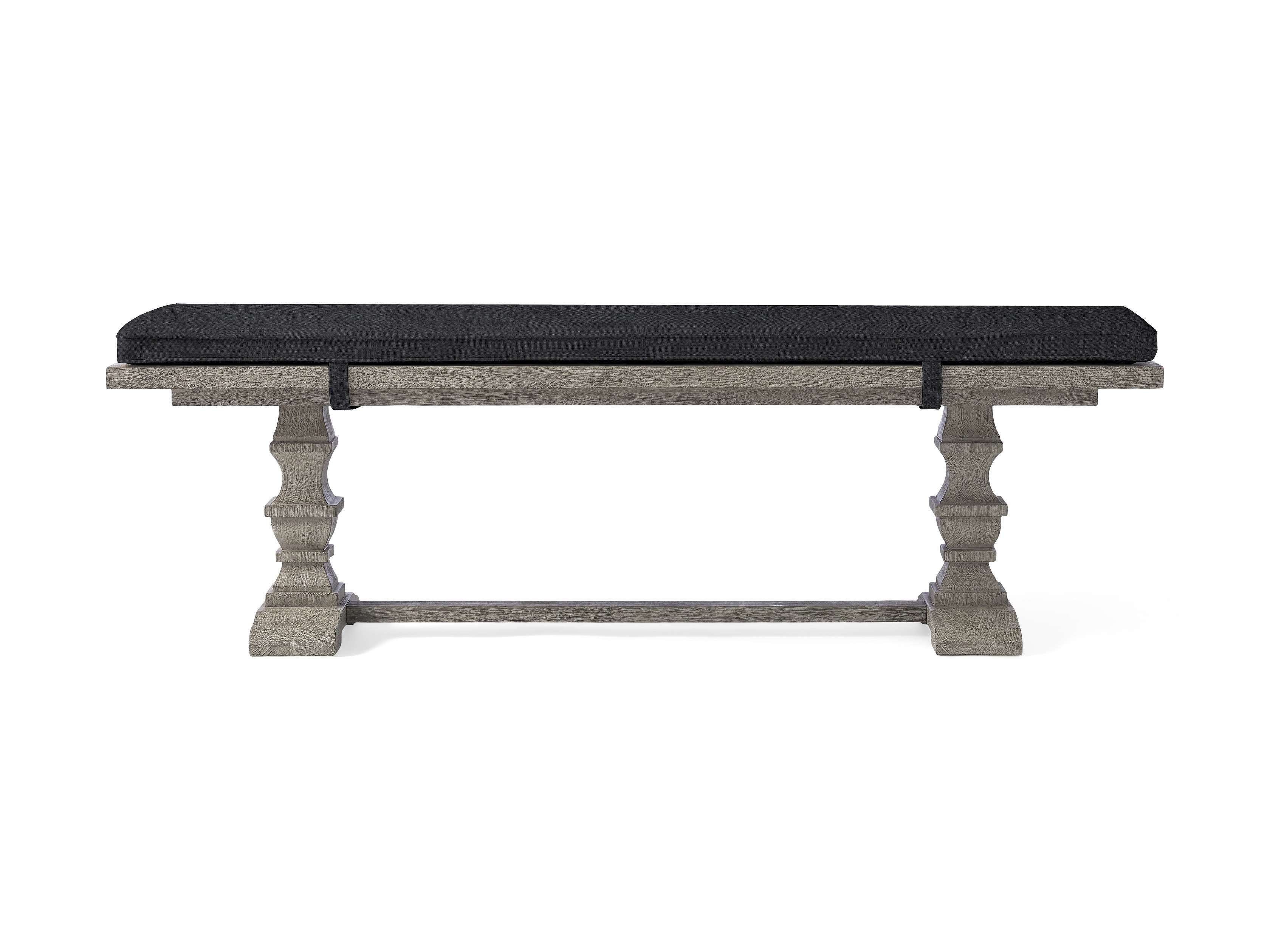 Hamptons Outdoor Dining Bench with Cushion in All Weather Wicker Natural  Rosemount Graphite/66" - Image 0
