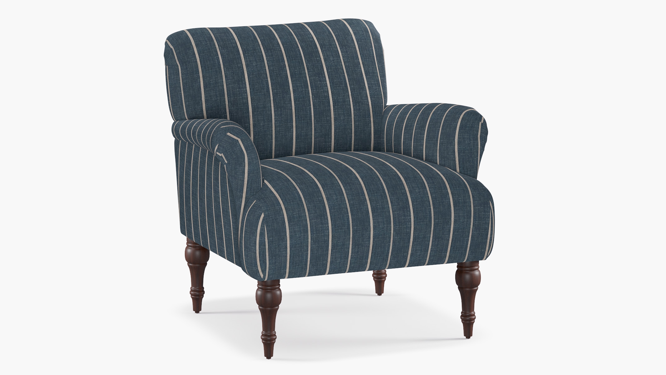 Traditional Accent Chair, Indigo Fritz, Espresso - Image 1