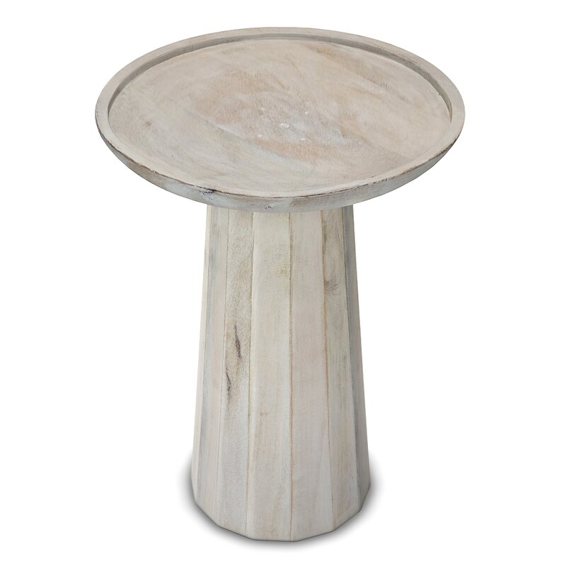 Dovercourt Solid Wood Tray Top Pedestal End Table, Whitewash - Image 2