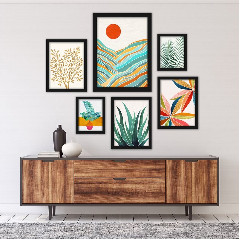 Modern Tropical Picture Frame Gallery Wall Set, Set of 6 - Image 1