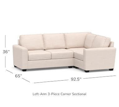SoMa Fremont Square Arm Upholstered Left Arm 3-Piece Corner Sectional, Polyester Wrapped Cushions, Performance Heathered Tweed Pebble - Image 2