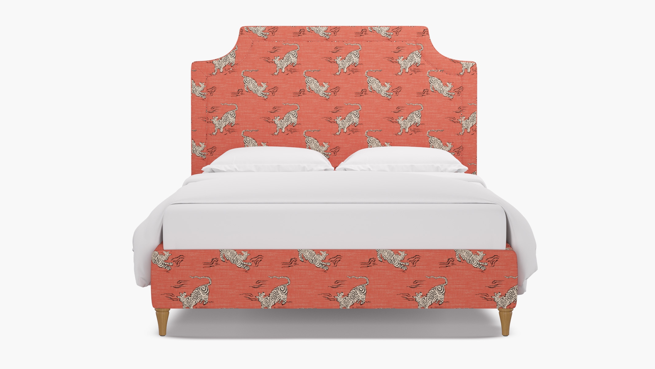 Deco Bed, Coral Tigresse, Natural Decorative Tapered Leg, Twin - Image 0