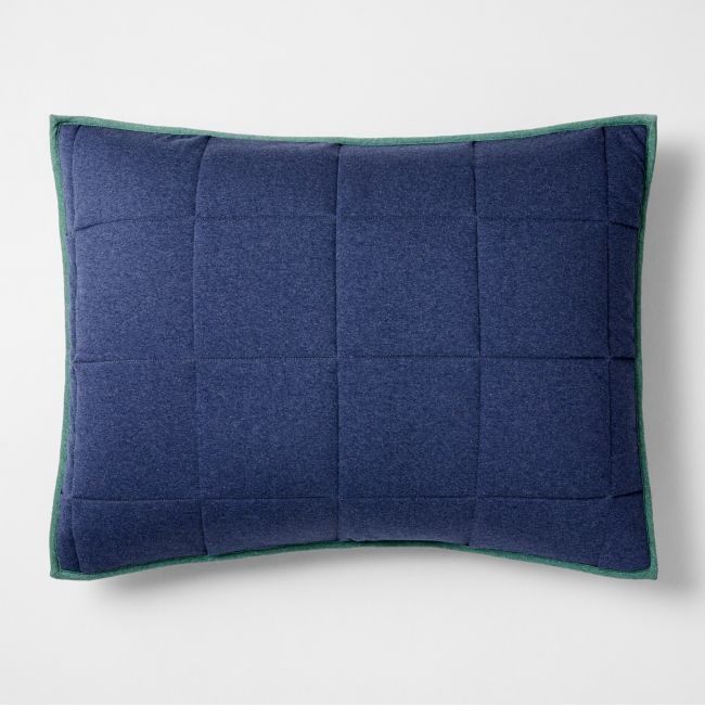 Comfy Tee Organic Cotton Jersey Navy Standard Quilted Bed Pillow Sham - Image 0