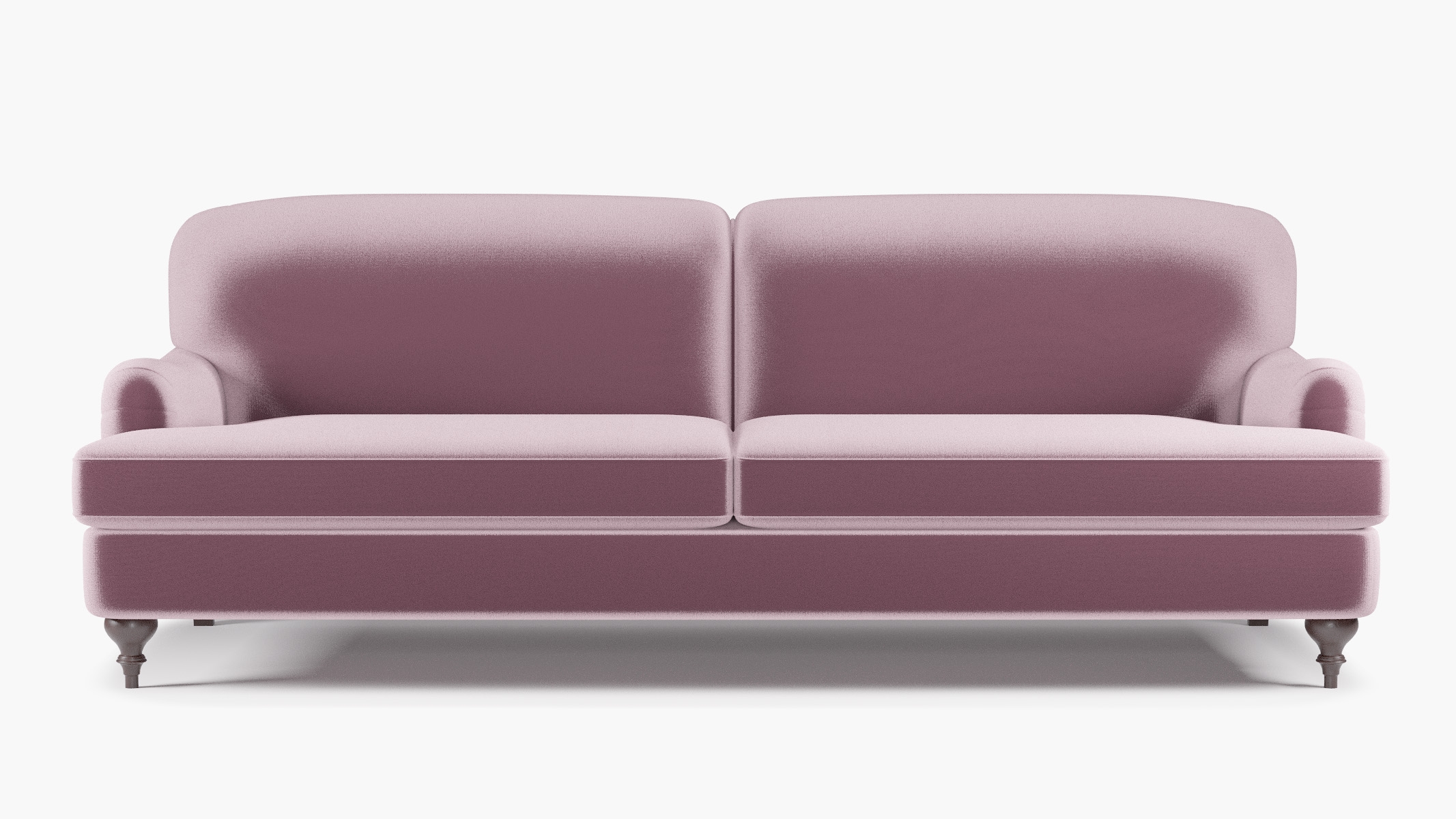 English Roll Arm Sofa, Lavender Performance Plush Velvet, Espresso Turned Wood Leg - Image 0