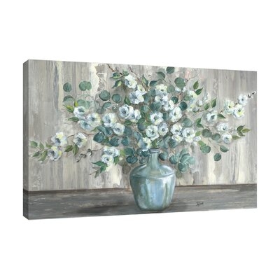 "Apple Blossoms In Blue Vintage Jug II" Gallery Wrapped Canvas By Winston Porter - Image 0