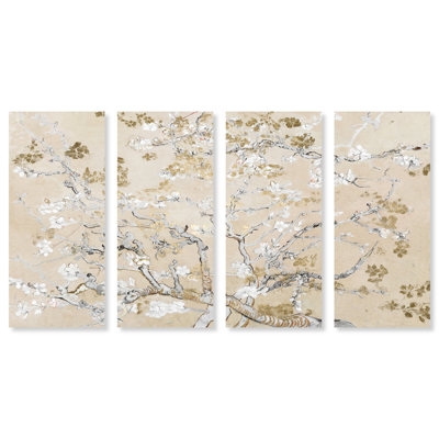 Floral And Botanical 'Van Gogh In Golden Blossoms Inspiration Four Piece' Trees By Oliver Gal Wall Art Print - Image 0