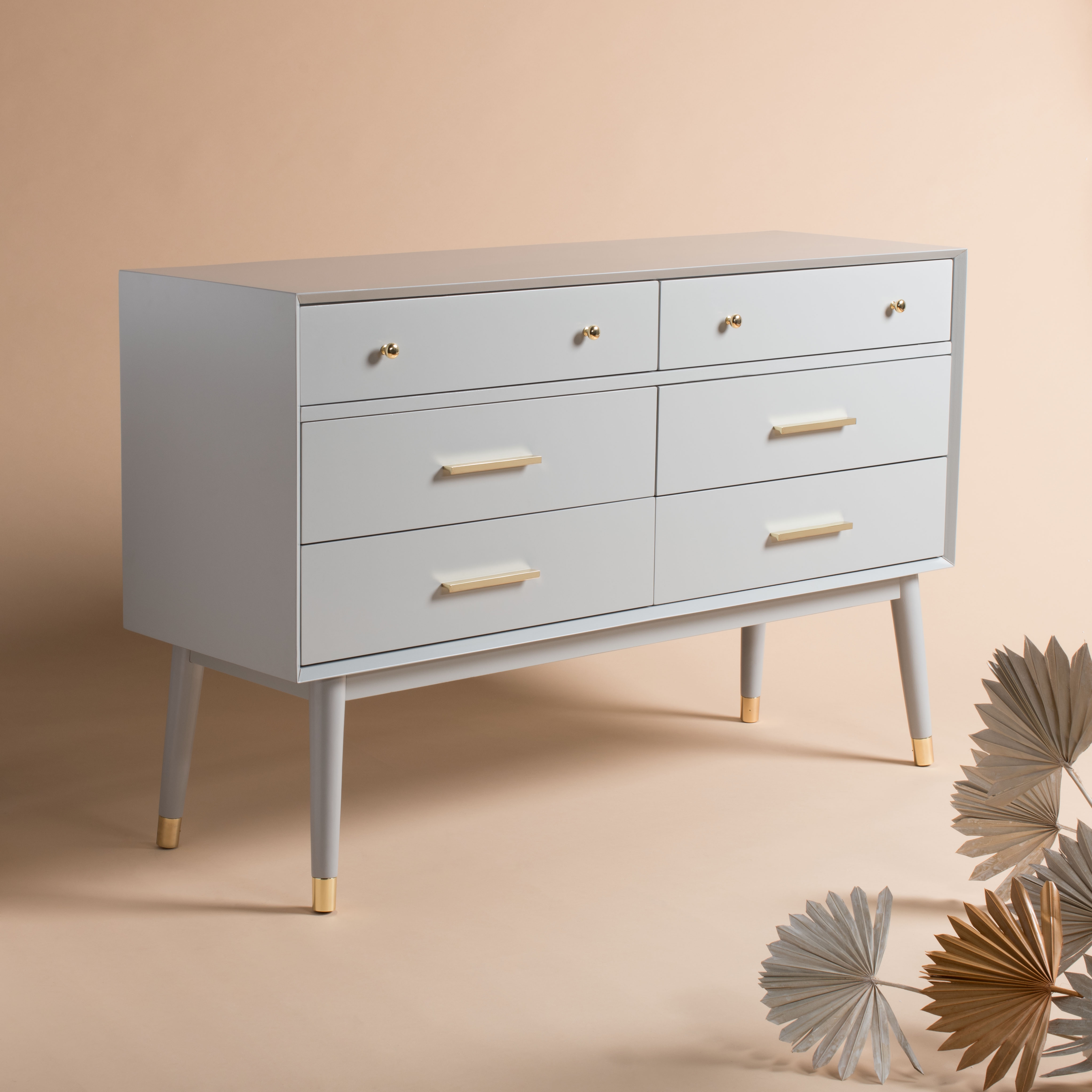 Madden Retro Dresser - Grey/Brass - Arlo Home - Image 0