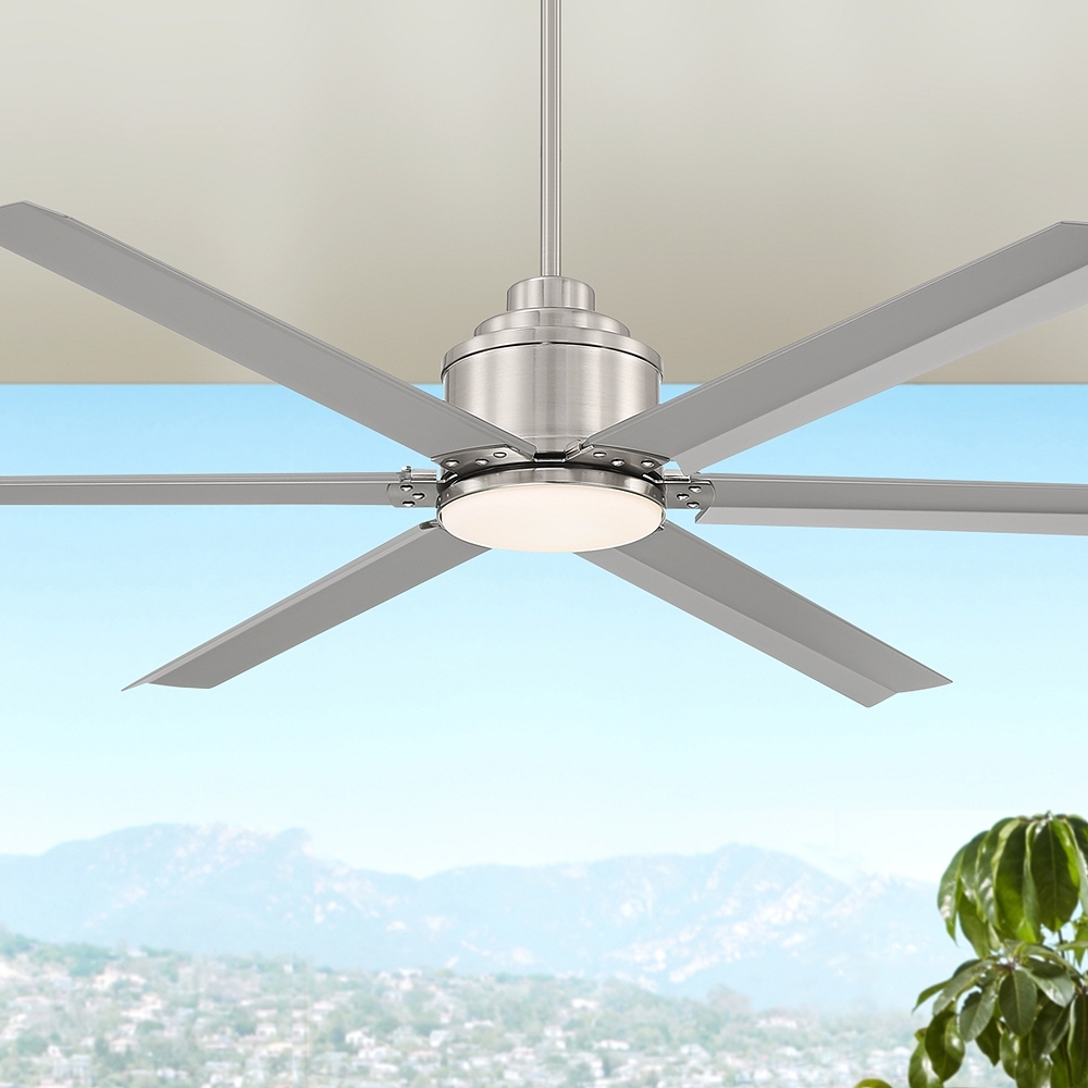65" Casa Vieja Ultra Breeze Nickel Wet LED Ceiling Fan with Remote - Image 0