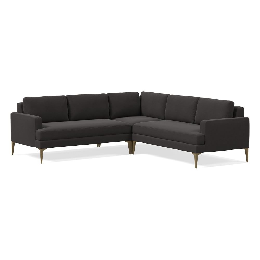 Andes 90" Multi Seat 3-Piece L-Shaped Sectional, Petite Depth, Performance Velvet, Slate, BB - Image 0