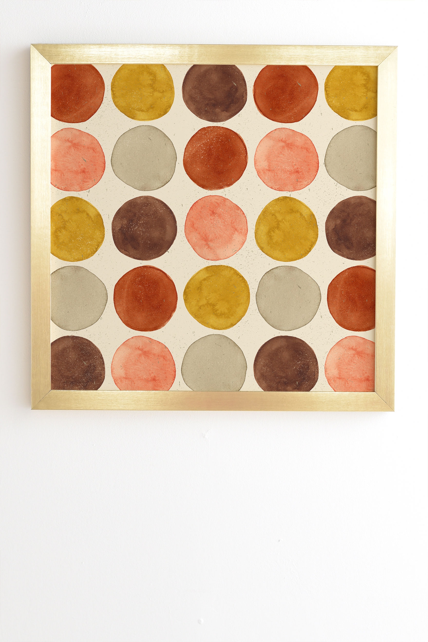 Watercolor Dots Rust Ochre by Pauline Stanley - Framed Wall Art Basic Gold 8" x 9.5" - Image 1