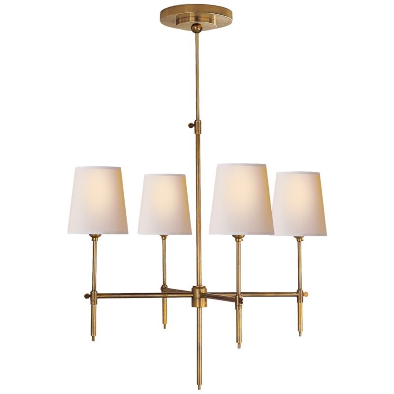 Visual Comfort Thomas O'Brien 4 - Light Shaded Classic / Traditional Chandelier Finish: Hand-Rubbed Antique Brass, Size: 28" H x 26" W x 26" D - Image 1