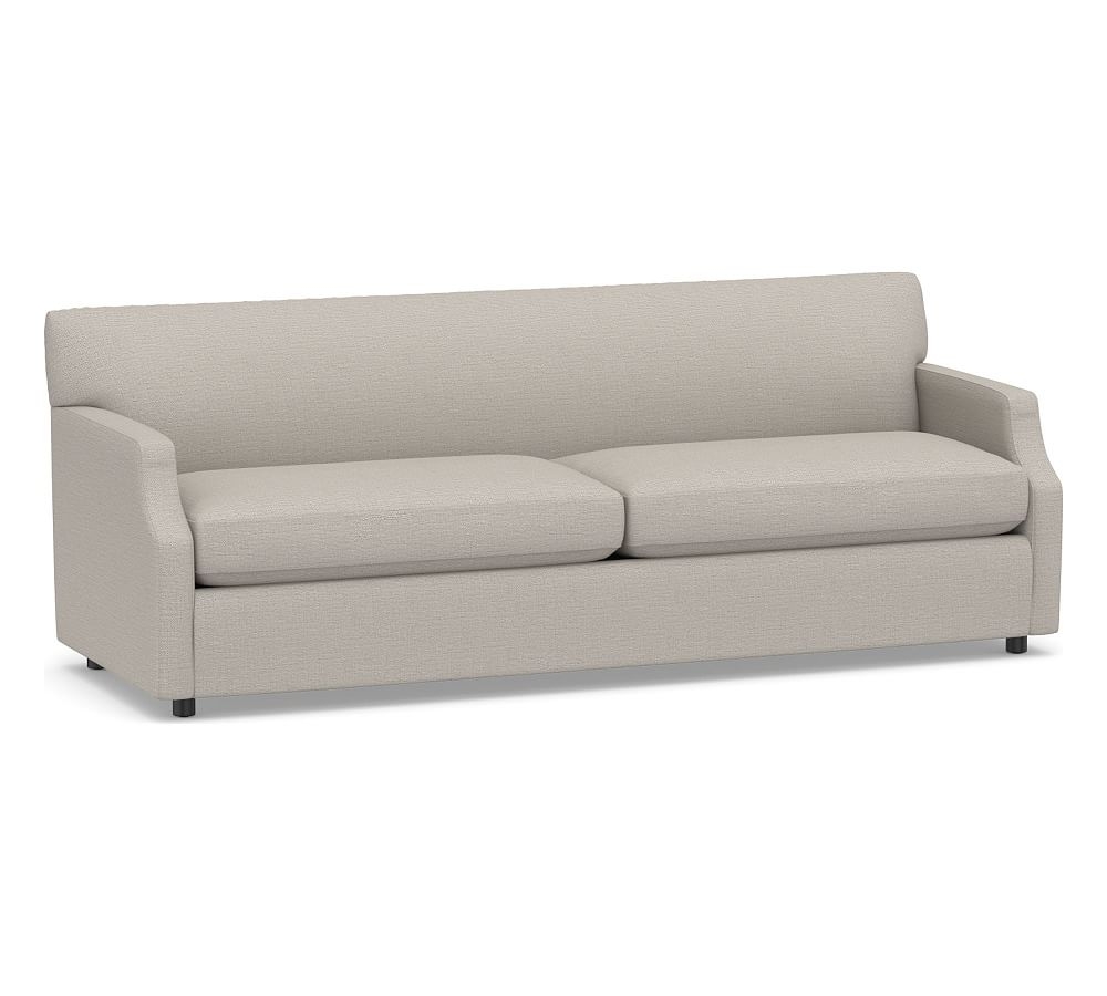SoMa Hazel Upholstered Grand Sofa 85.5", Polyester Wrapped Cushions, Chunky Basketweave Stone - Image 0
