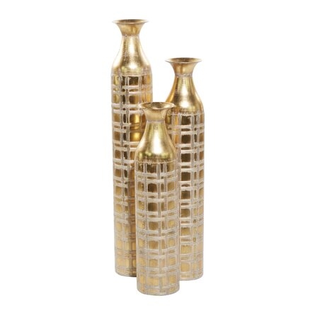 Nadette Gold Wood Floor Vase, Set of 3 - Image 3