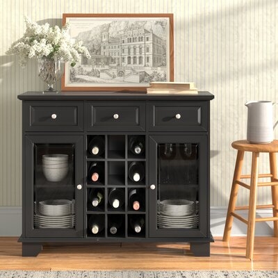 Rosenkranz Wood Server with 12 Bottle Floor Wine Cabinet - Image 0