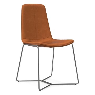 Slope Dining Chair, Vegan Leather, Saddle, Charcoal - Image 0